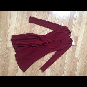 Deep V Sweater Dress
